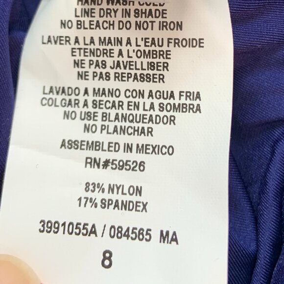 Trina Turk Paddle Suit Ruffle Monaco Navy Off Shoulder One Piece Swimsuit Size 8 - Picture 5 of 11